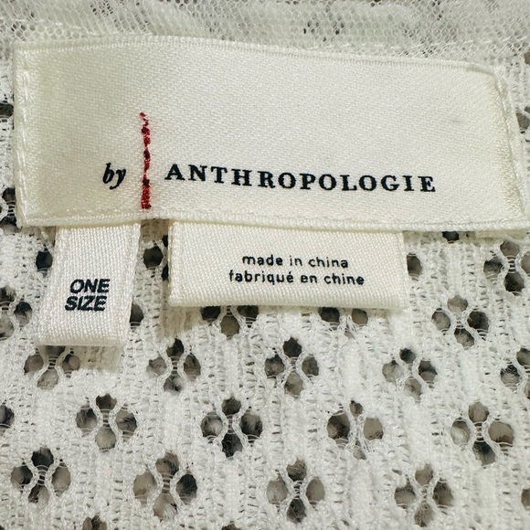 Anthropologie Ivory Lace Crochet Split Sleeve Poncho Top One Size Bohemian - Picture 8 of 10